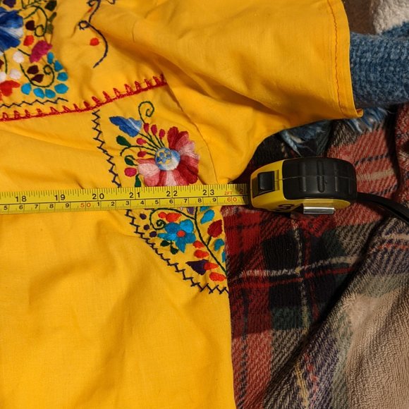 La Chaparrita Yellow Floral Embroidered Midi Puebla Dress - Picture 5 of 5